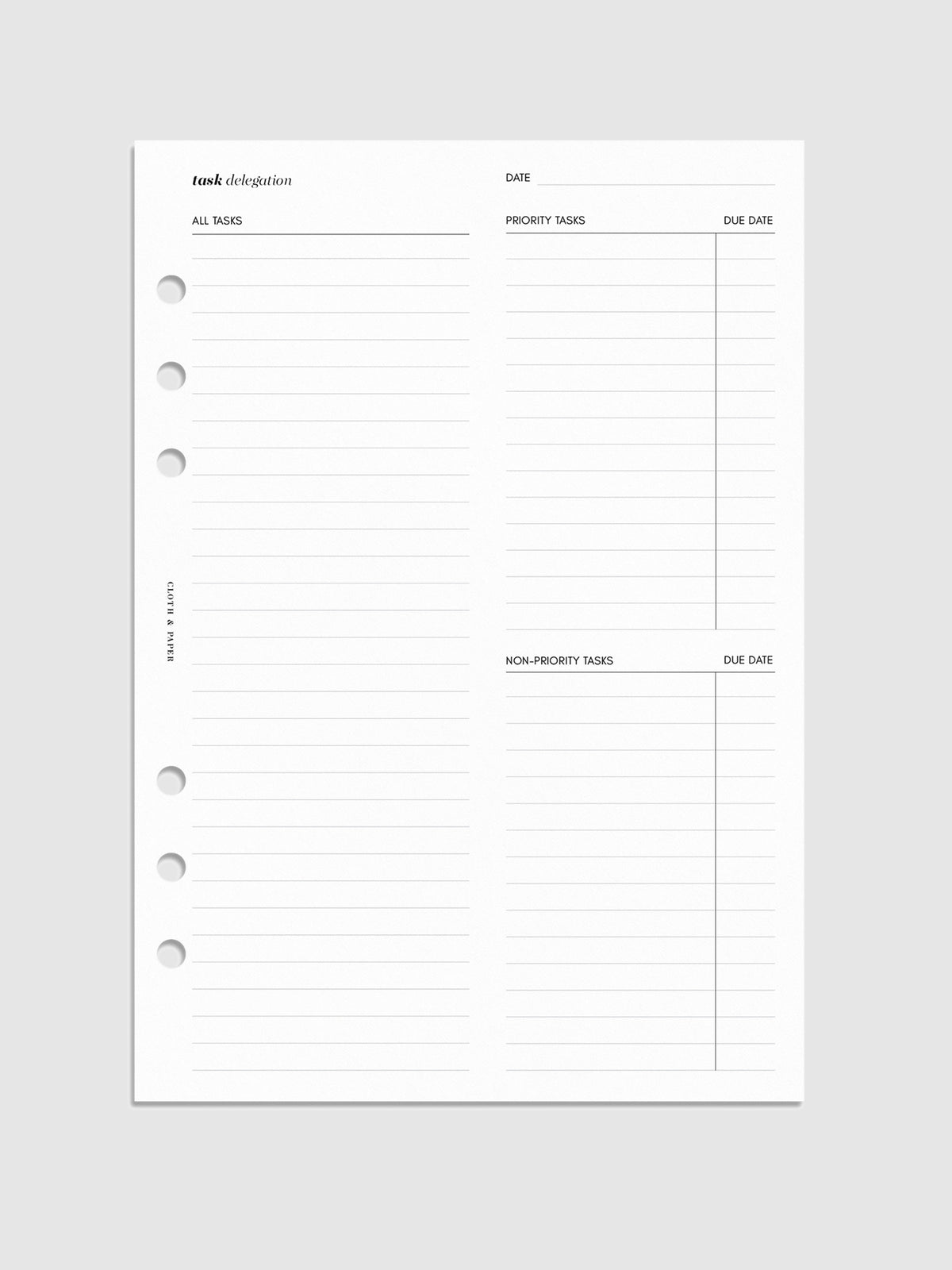 Task Deligation Inserts Digital mockup.