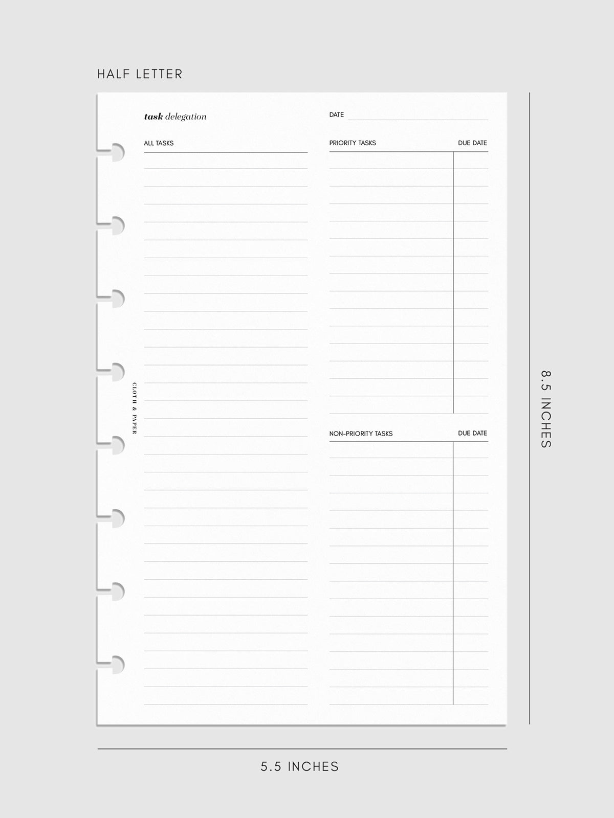 Digital mockup of insert in Half Letter sizing.
