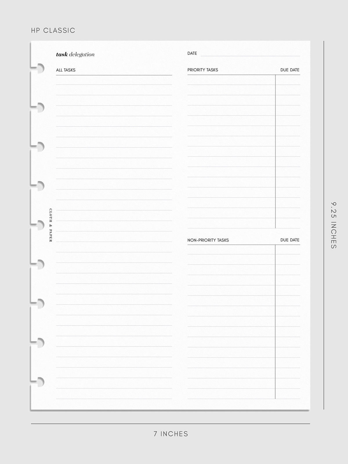 Digital mockup of insert in HP Classic sizing.