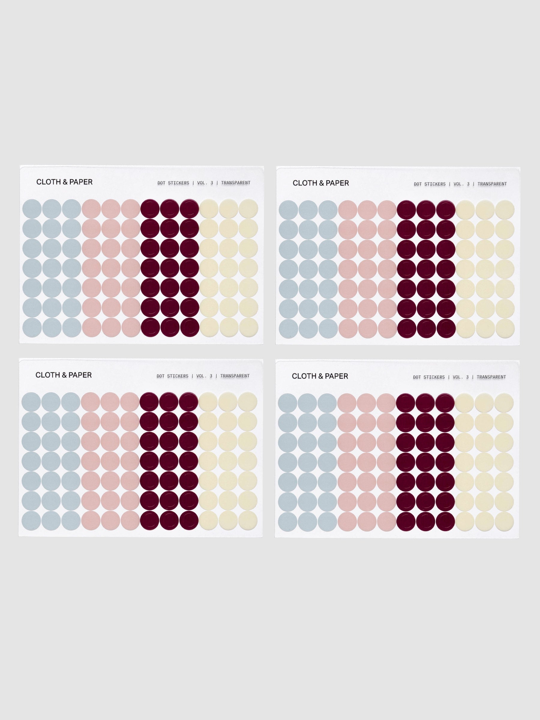 The complete set of four sheets of Dot Stickers | Small | Vol. 3
