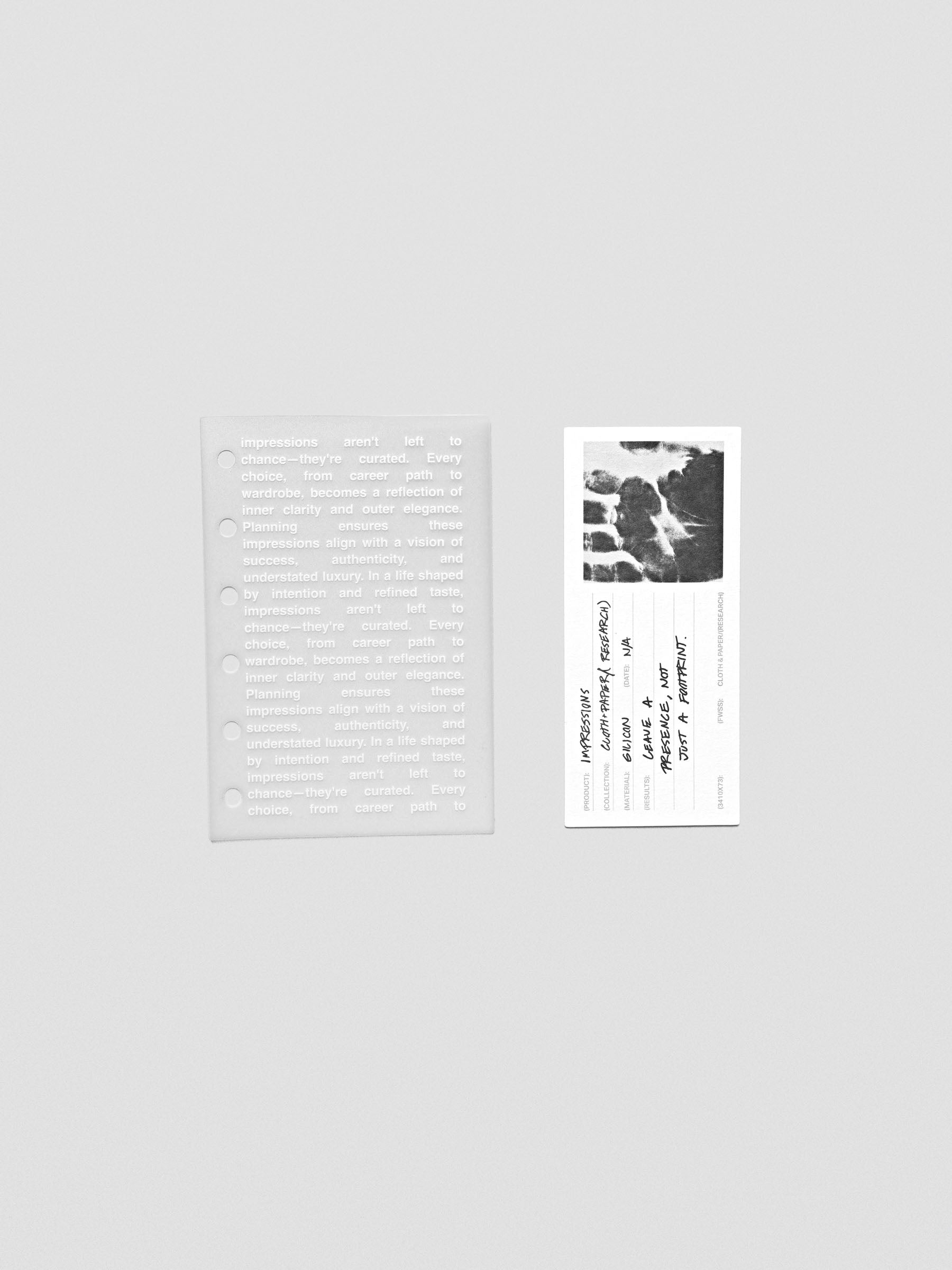Pocket-size Impressions Dashboard laid flat on a light background.