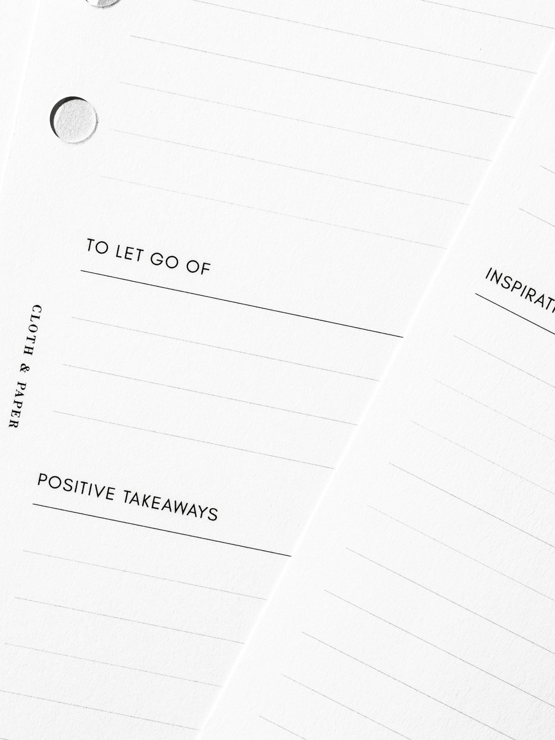 Closeup of inserts. Two sheets are layered over each other.