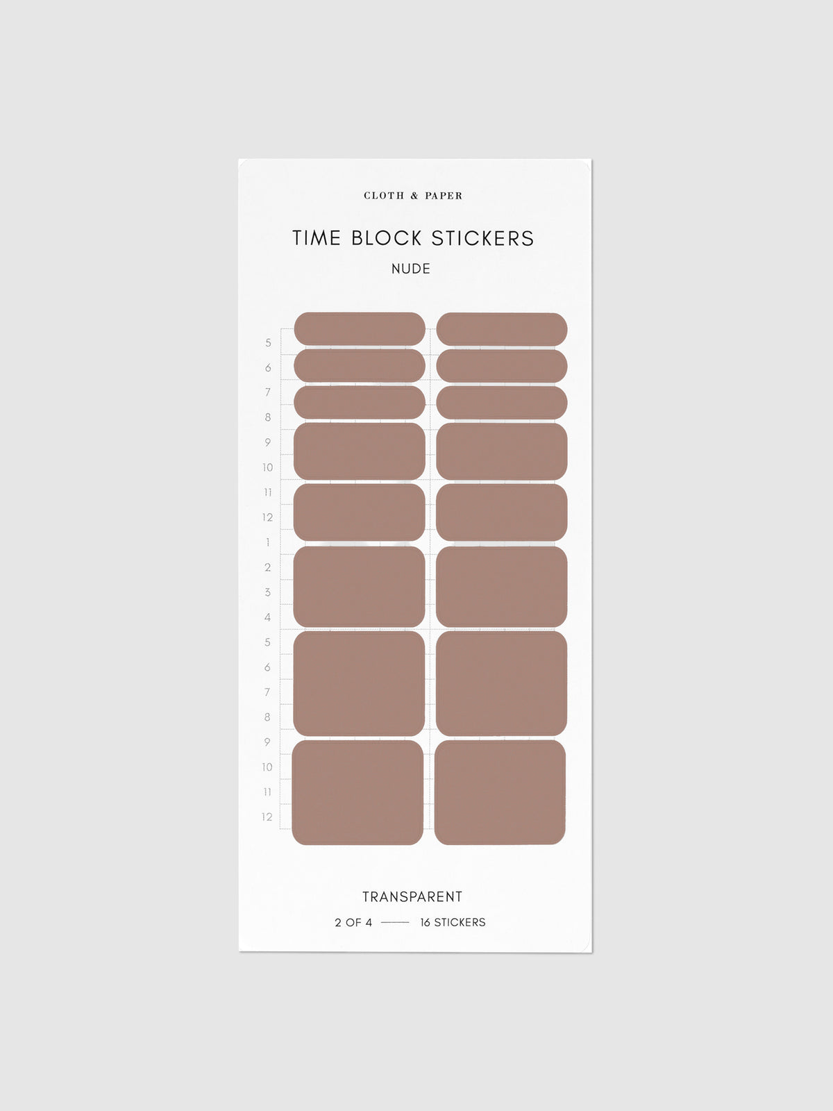 Nude brown time block stickers displayed on a neutral background.