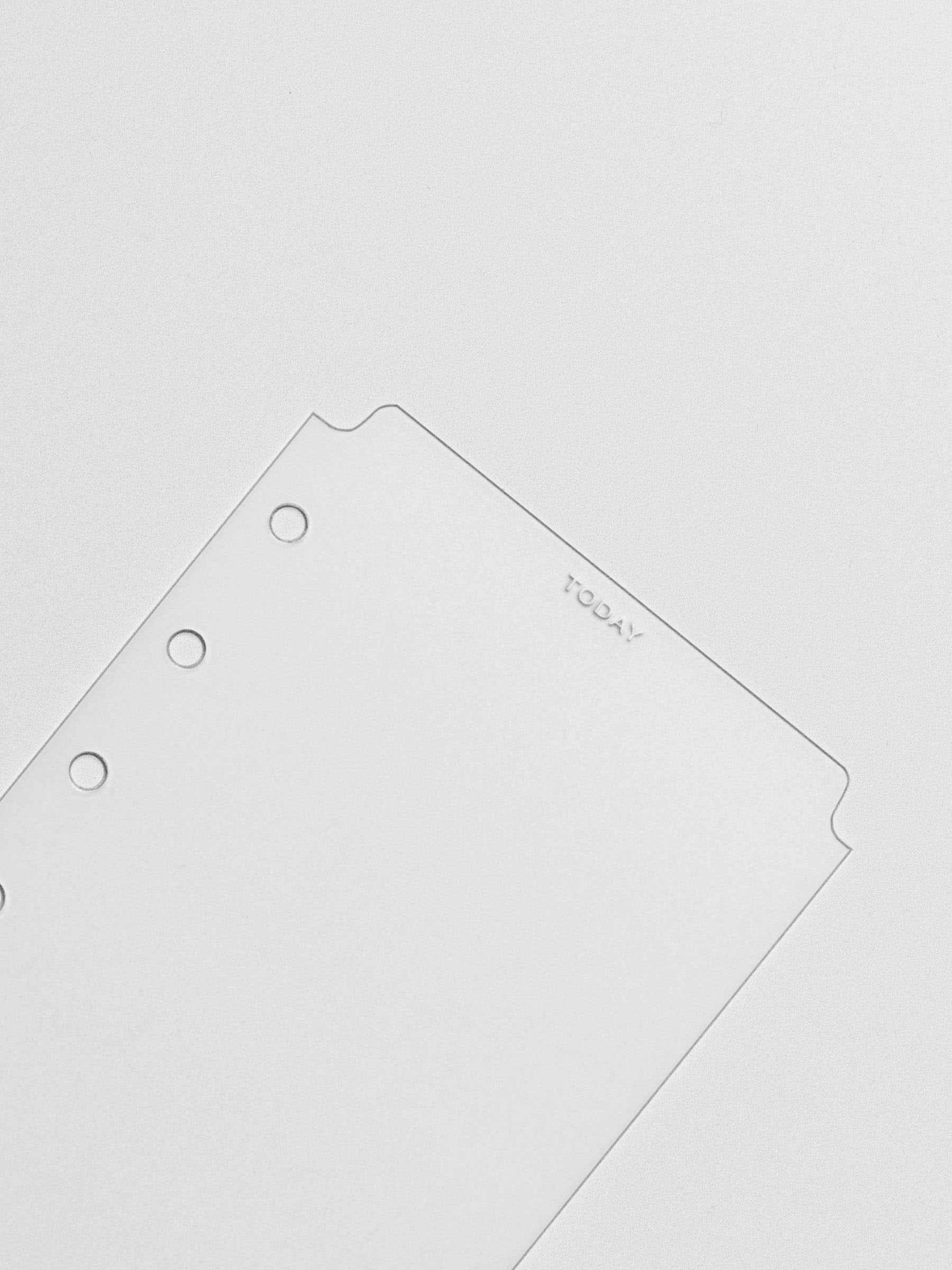 Closeup of white Today foil text.