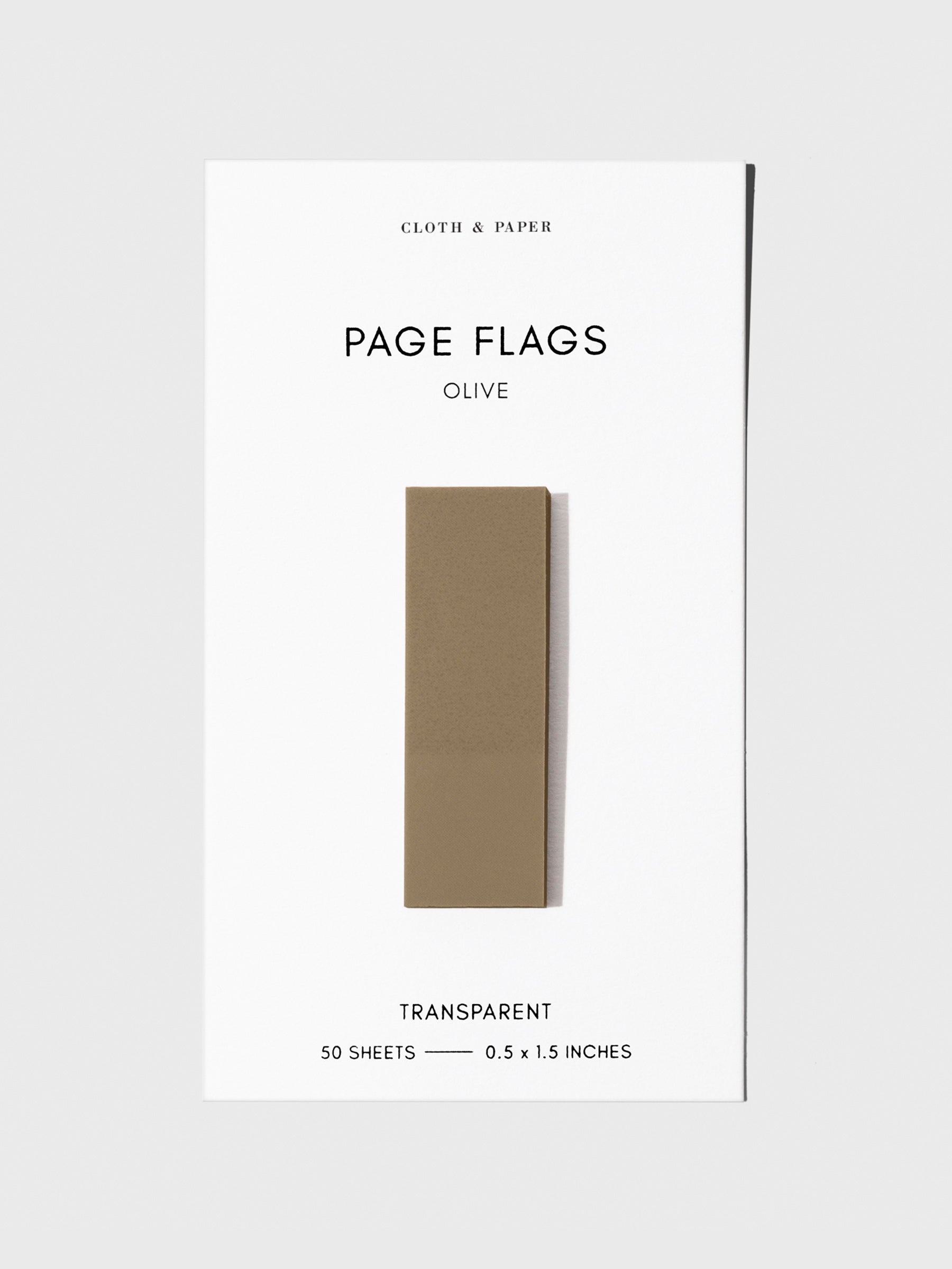 Page flag displayed on a neutral background. Color pictured is Olive.