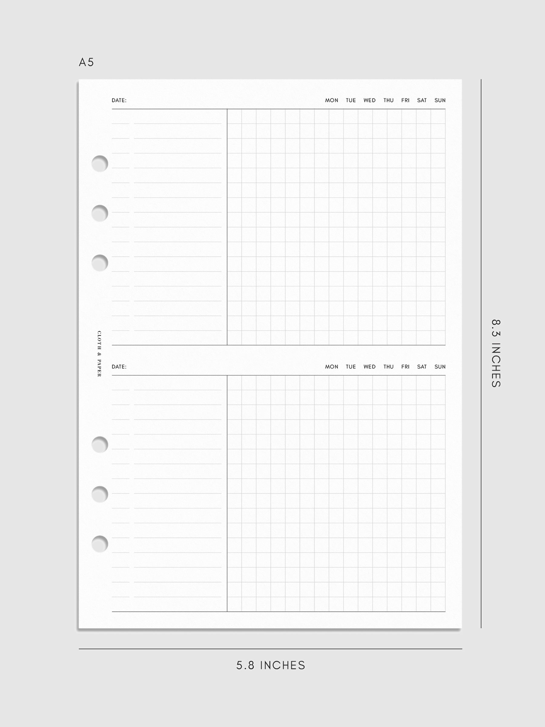 Digital mockup of insert in A5 sizing. 