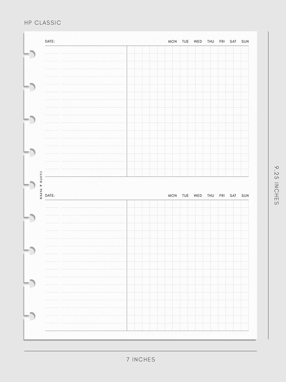 Digital mockup of insert in HP Classic sizing. 