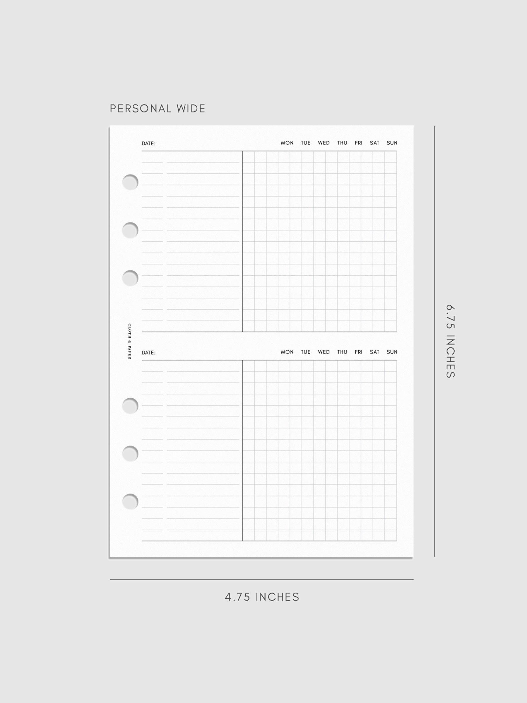 Digital mockup of insert in Personal Wide sizing. 