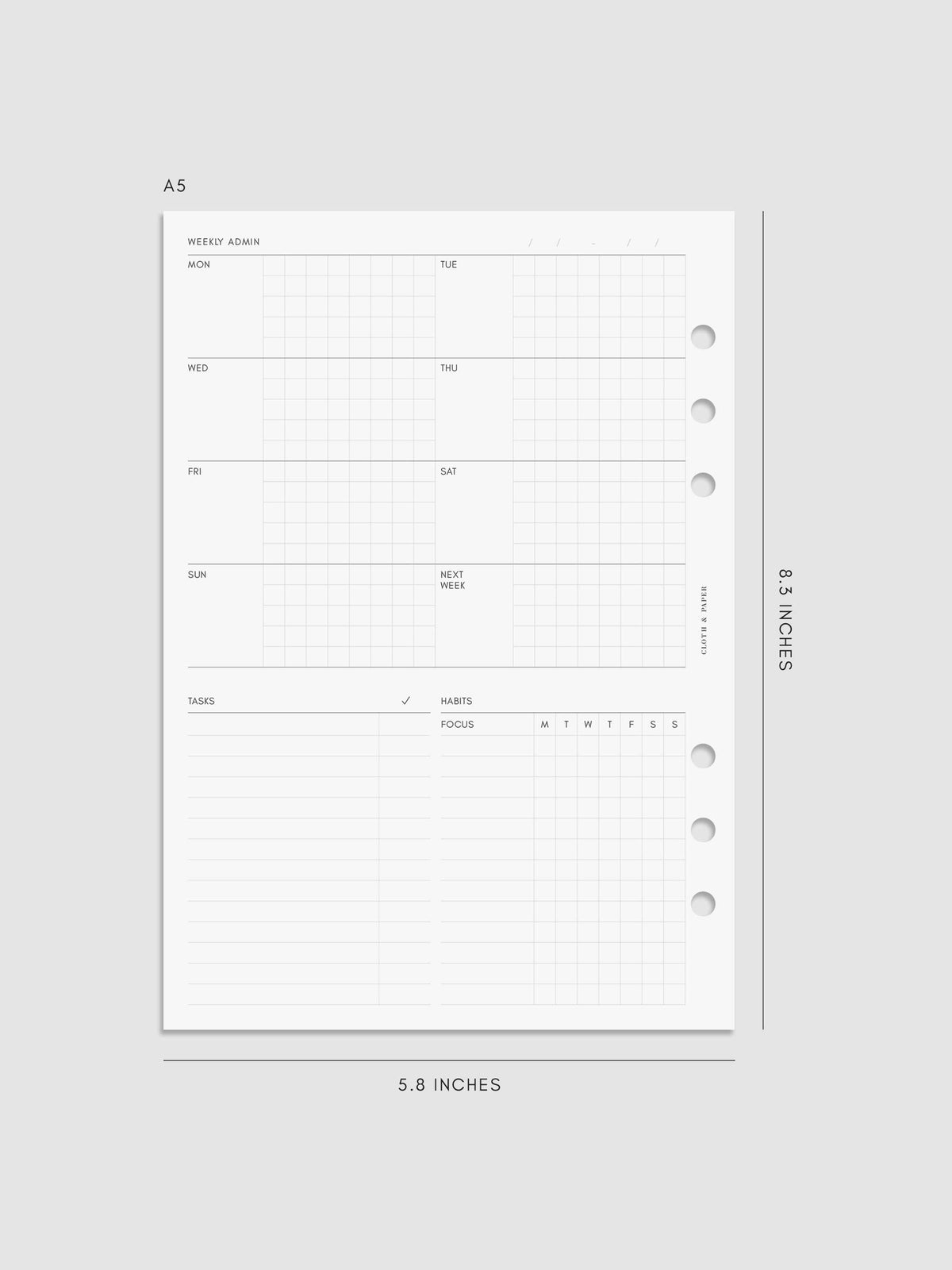 Digital mockup of insert in A5.