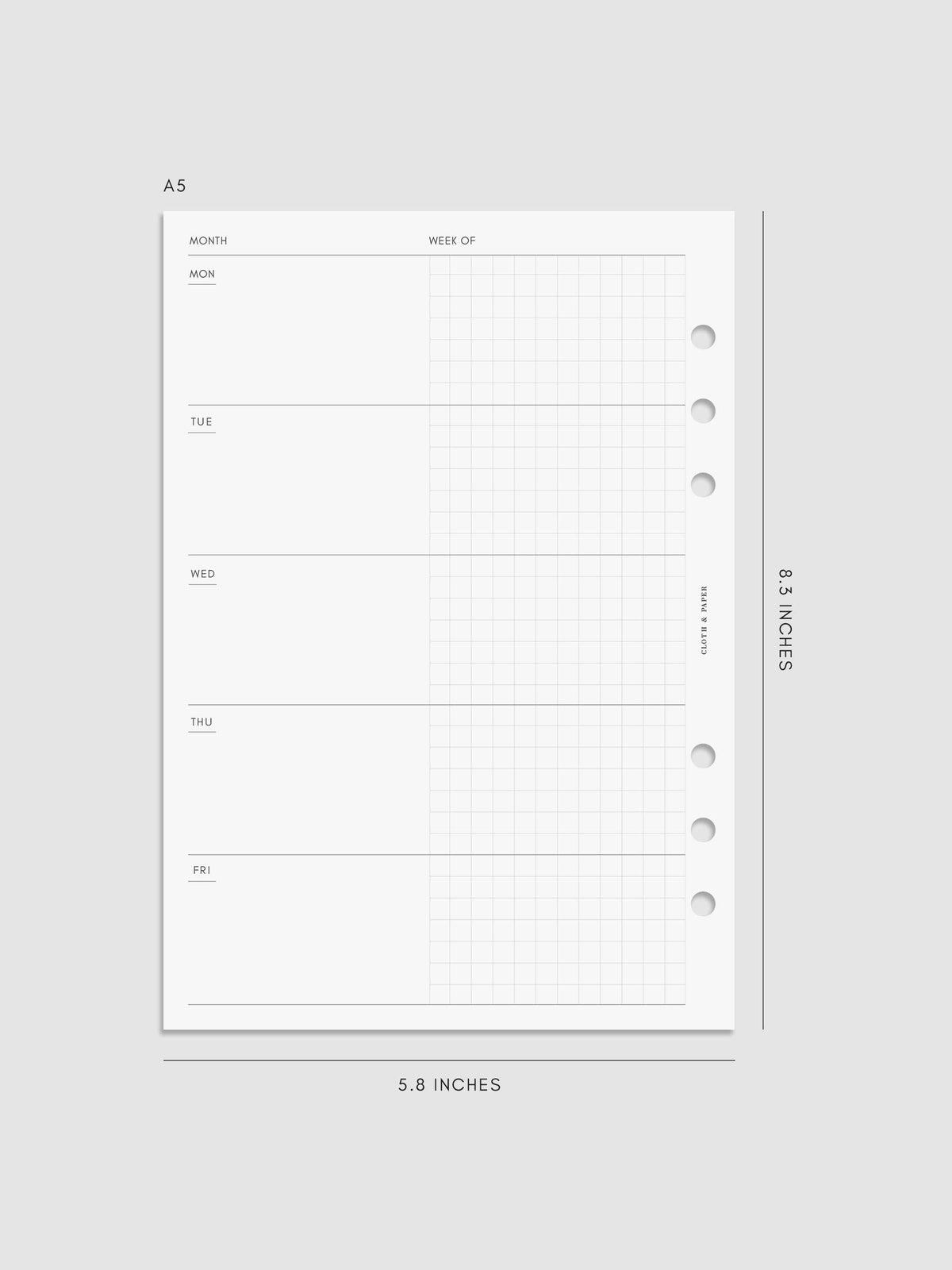 Digital mockup of insert in A5.