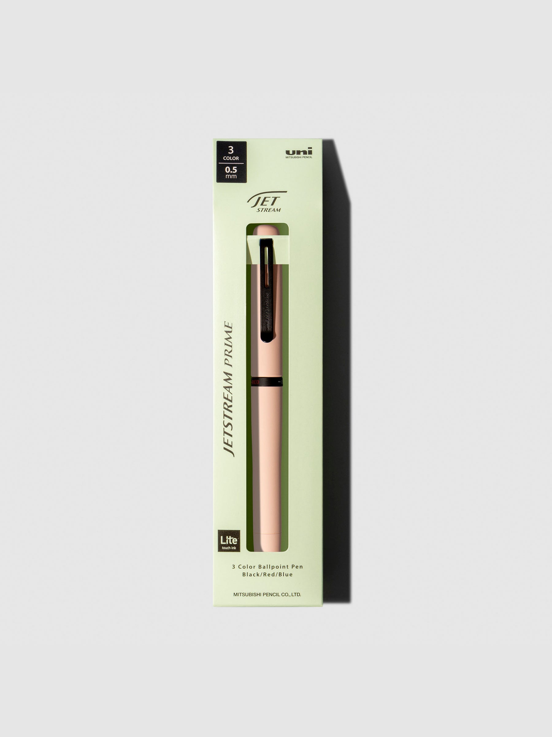 Pen shown in its packaging on a neutral background. Color shown is Cotton Pink.