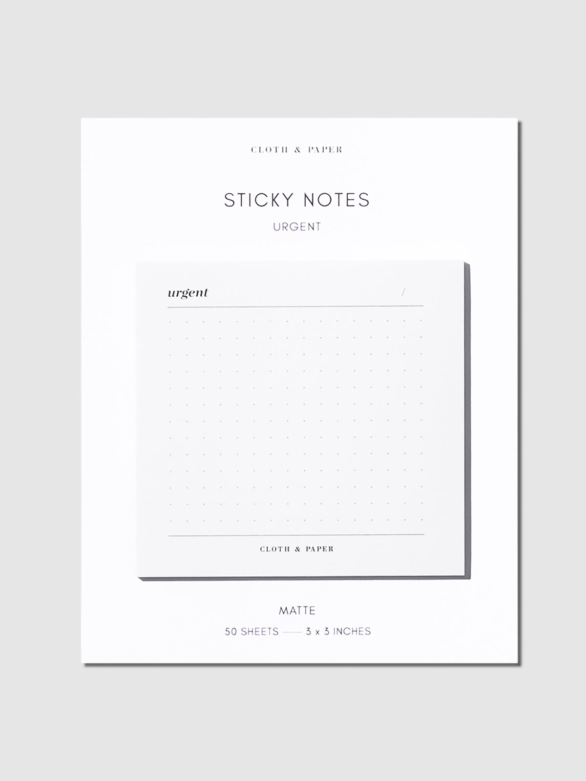 Urgent Sticky Notes, Refreshed Design, Cloth and Paper. Sticky notes on their backing against a neutral background.