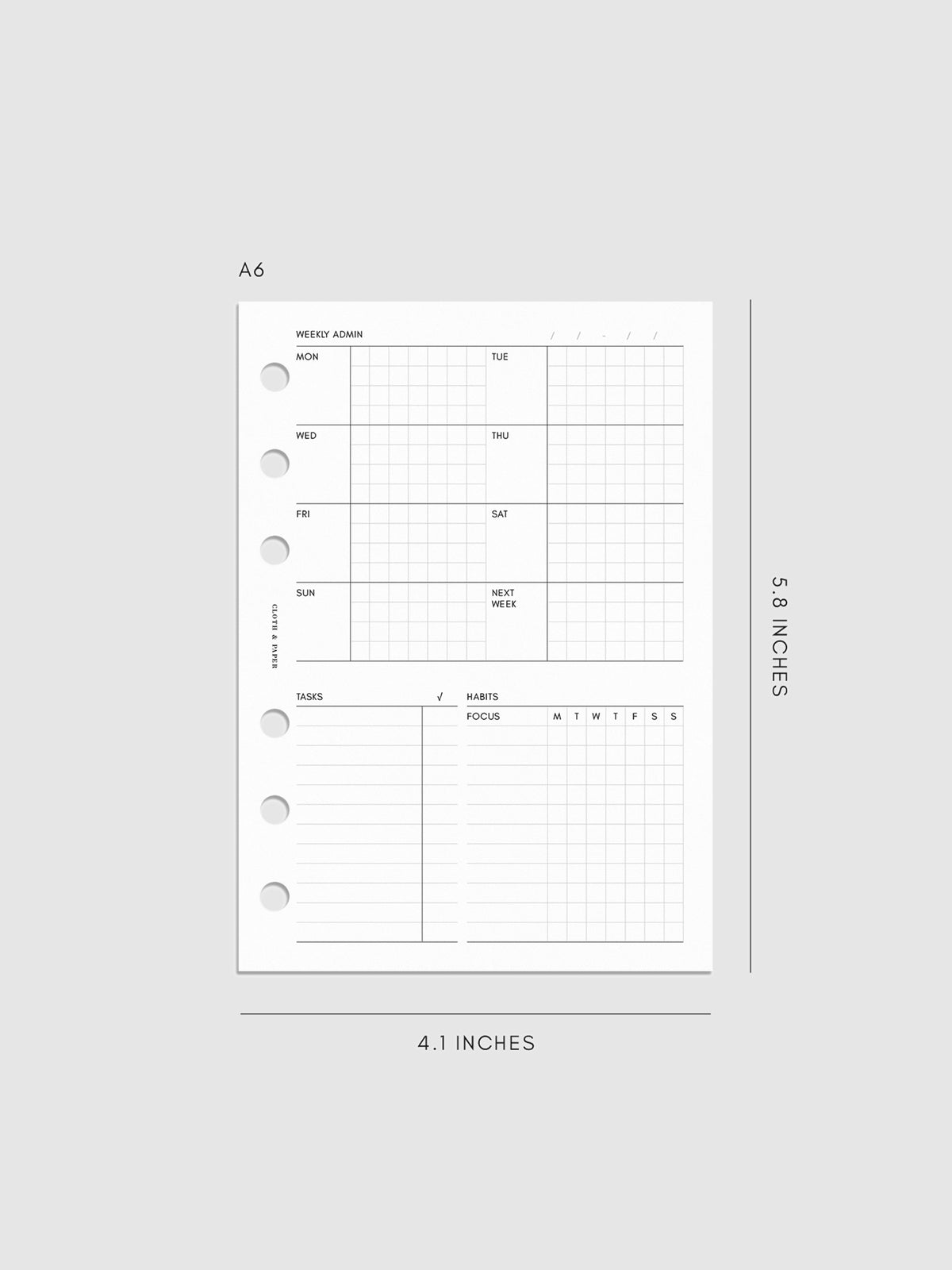 Digital mockup of insert in A6 sizing. 
