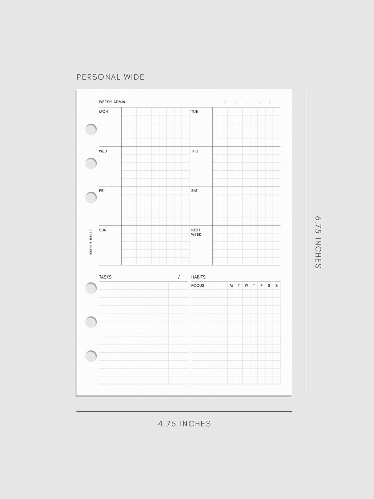Digital mockup of insert in Personal Wide sizing. 