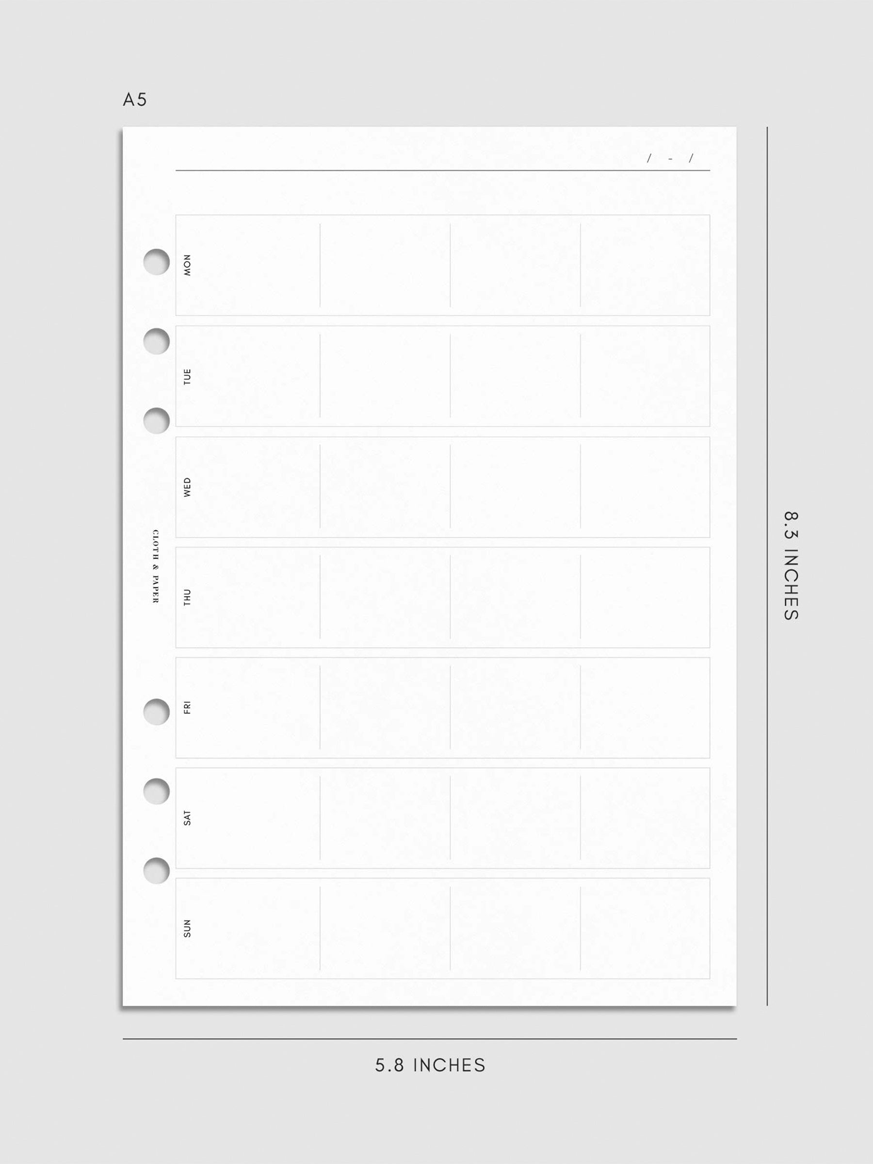 Digital mockup of insert in A5.
