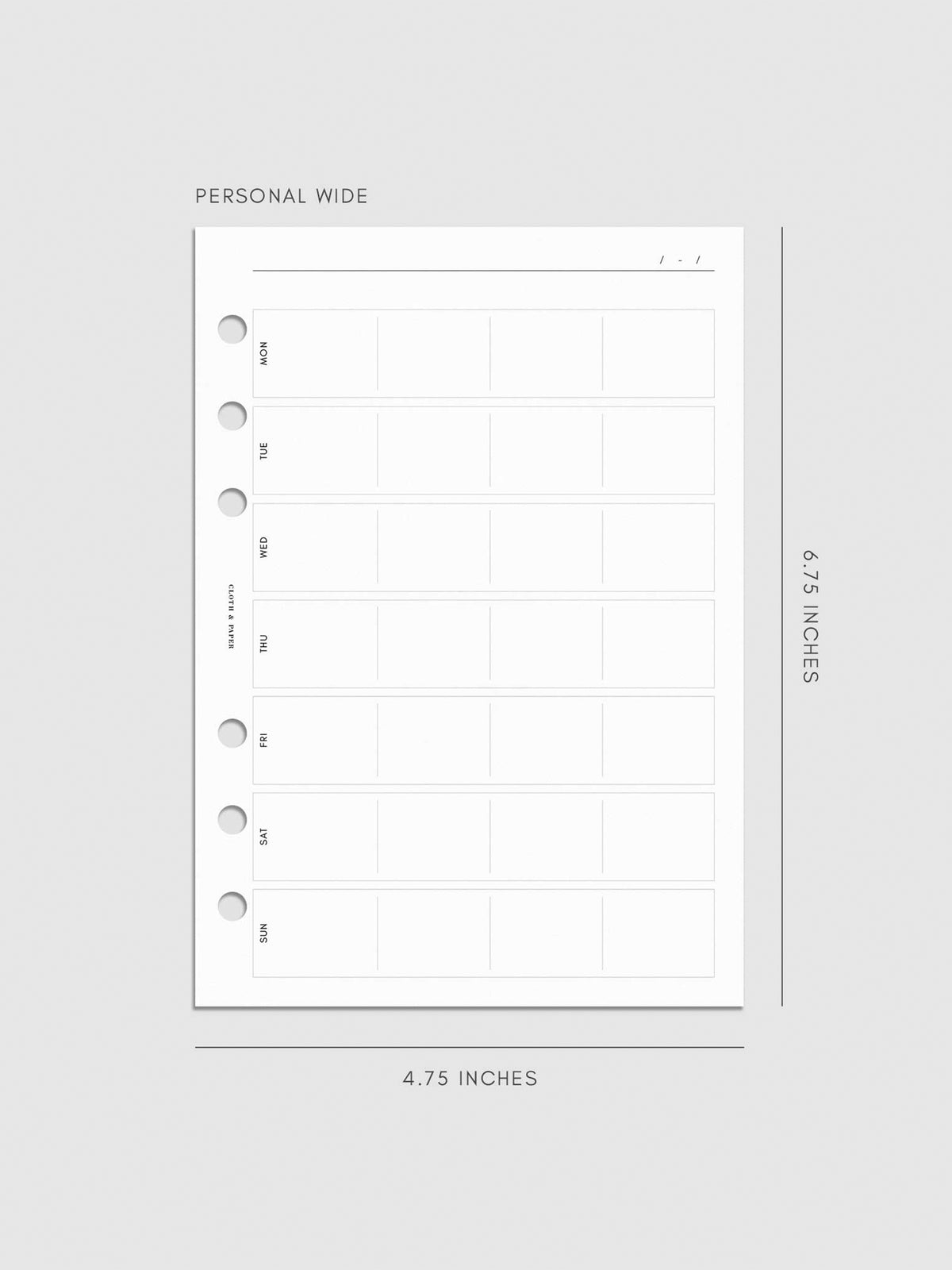 Digital mockup of insert in Personal Wide.