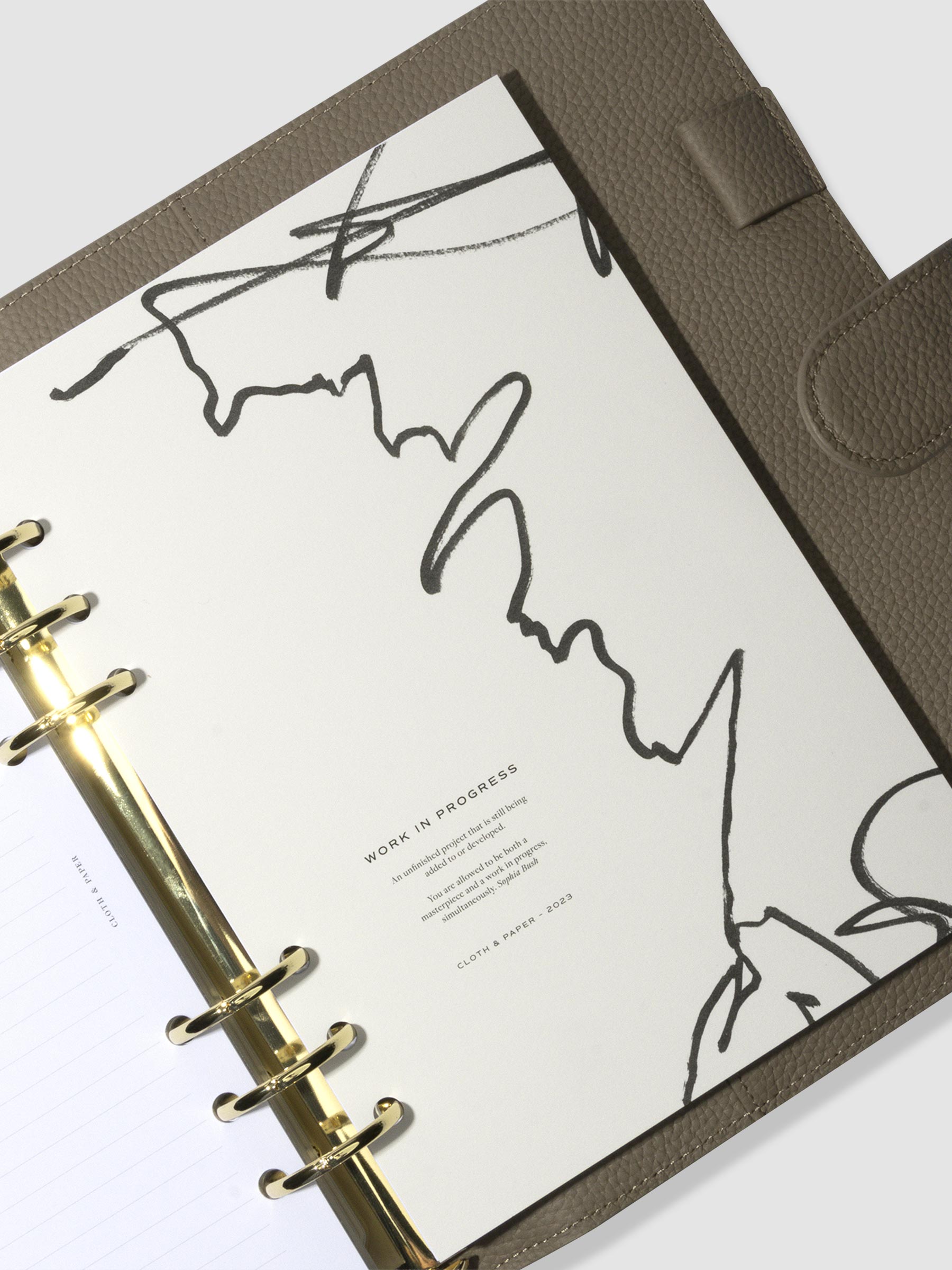 Dashboard in use inside a leather agenda.