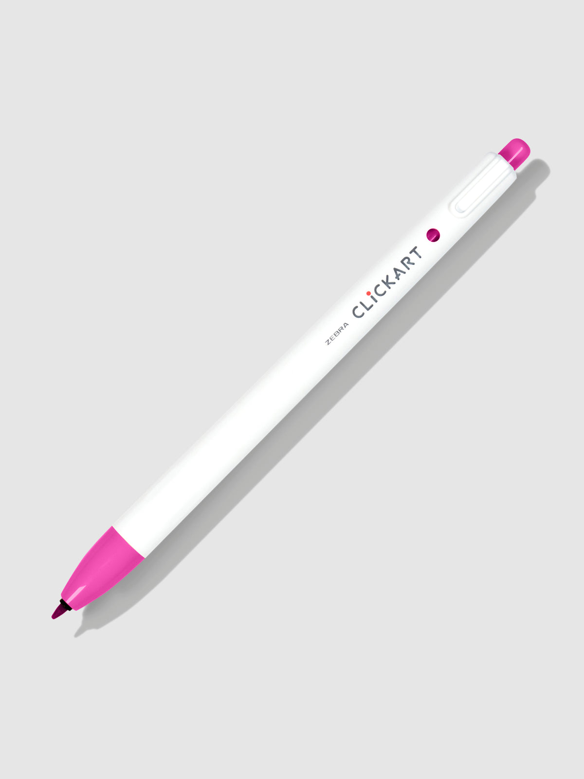 Zebra Clickart Marker, Cherry Pink, Cloth and Paper. Marker on a neutral background tilted to the right.