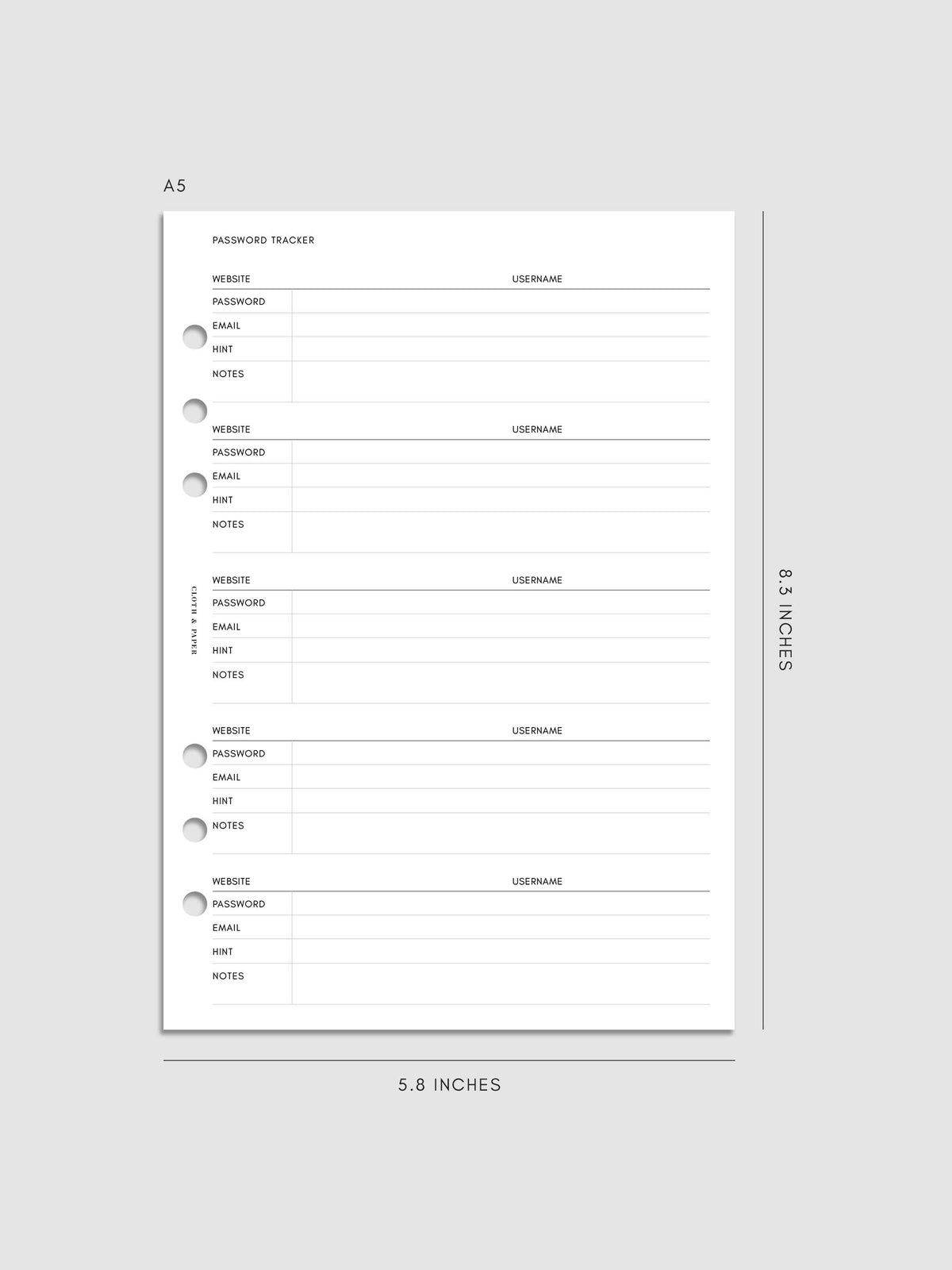 Digital mockup of insert in A5.