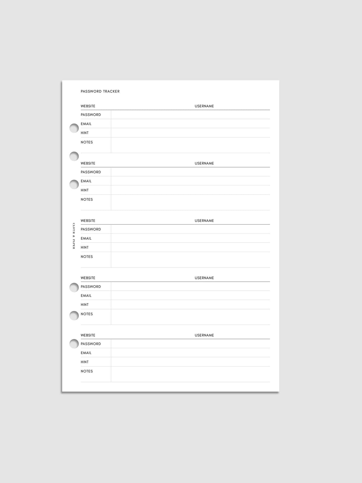 Digital mockup of insert in A5.