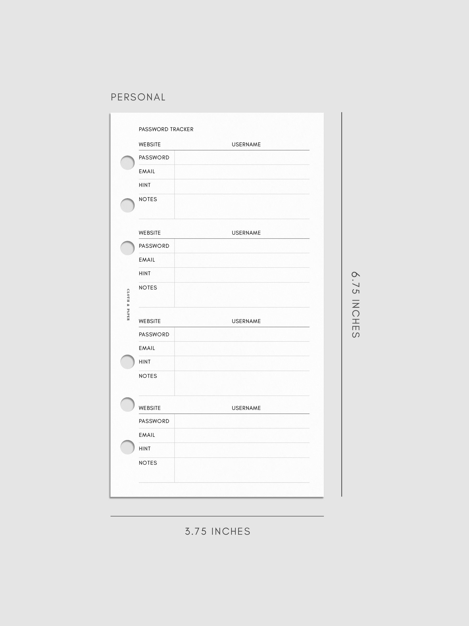 Digital mockup of insert in Personal.