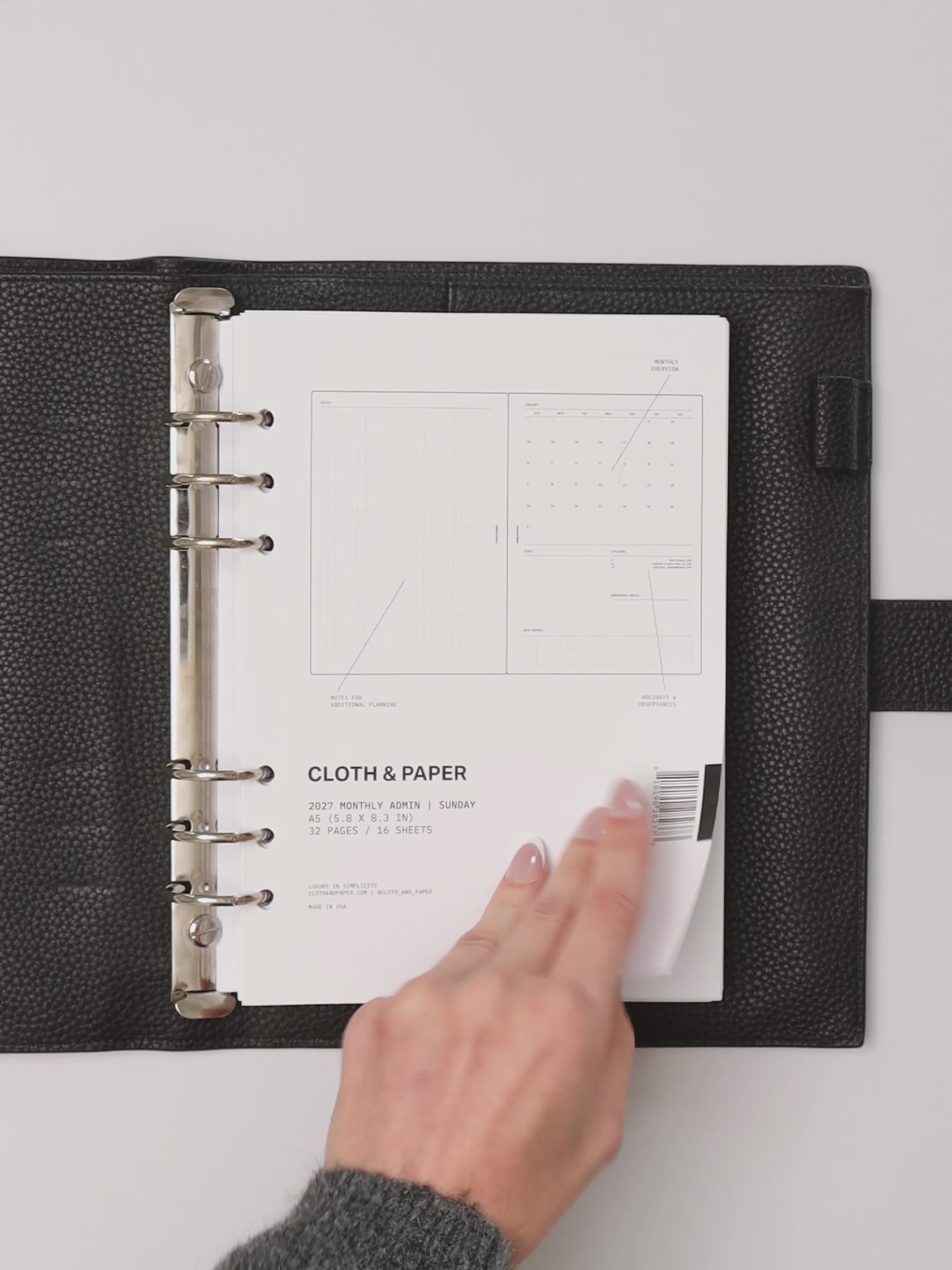 A planner flip through featuring 2027 Dated Monthly Admin Planner Inserts | Sunday Start