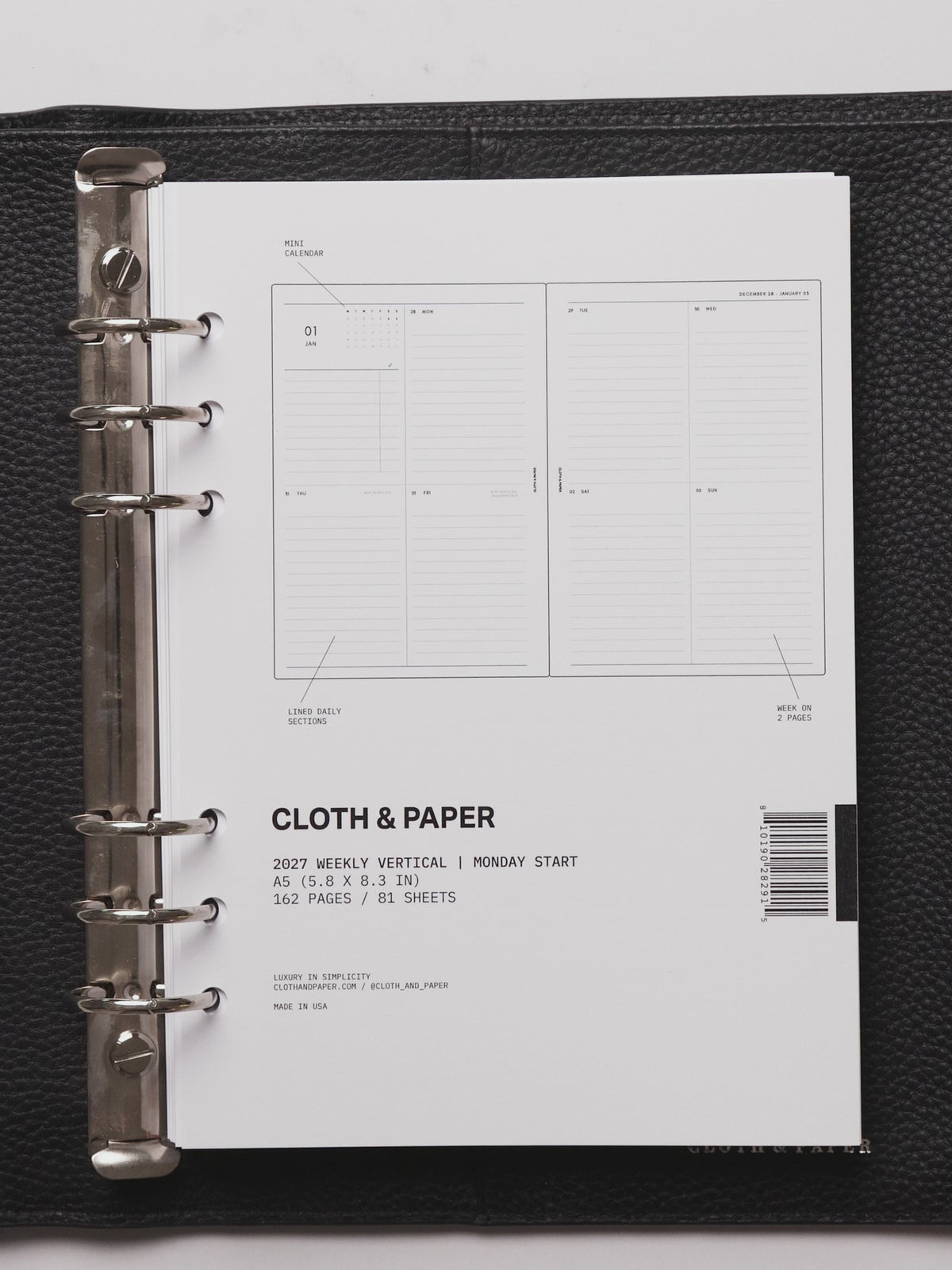 A planner flip through featuring the 2027 Dated Weekly Vertical Planner Inserts | Monday Start