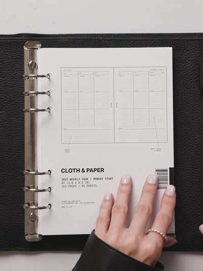 A flip through of the 2027 Dated Weekly Task Inserts in Monday start