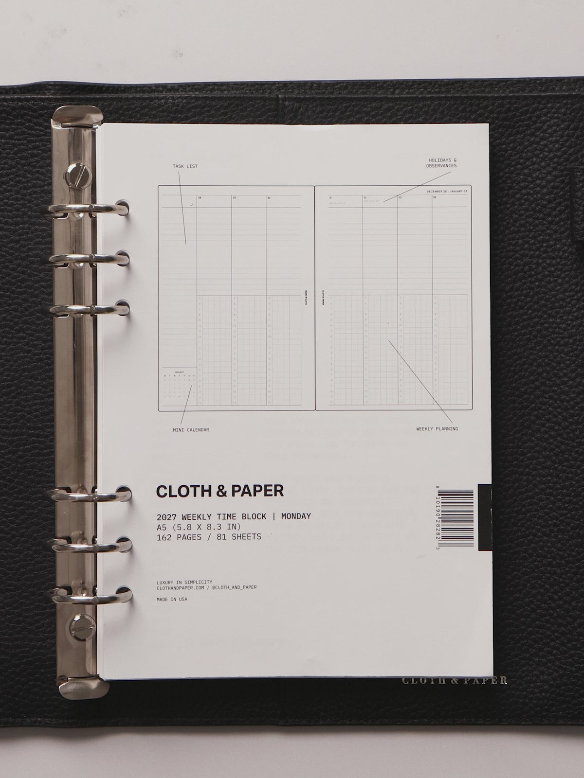Planner flip through of the 2027 Dated Weekly Time Block Inserts with a Monday start